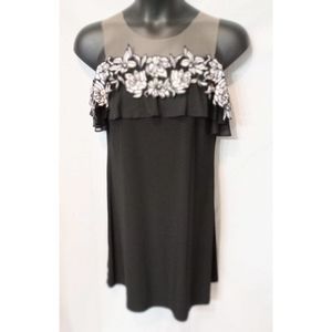 MSK Black White Babydoll Halter Dress Size L